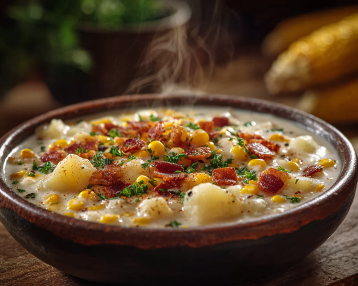 Corn potato chowder bowl