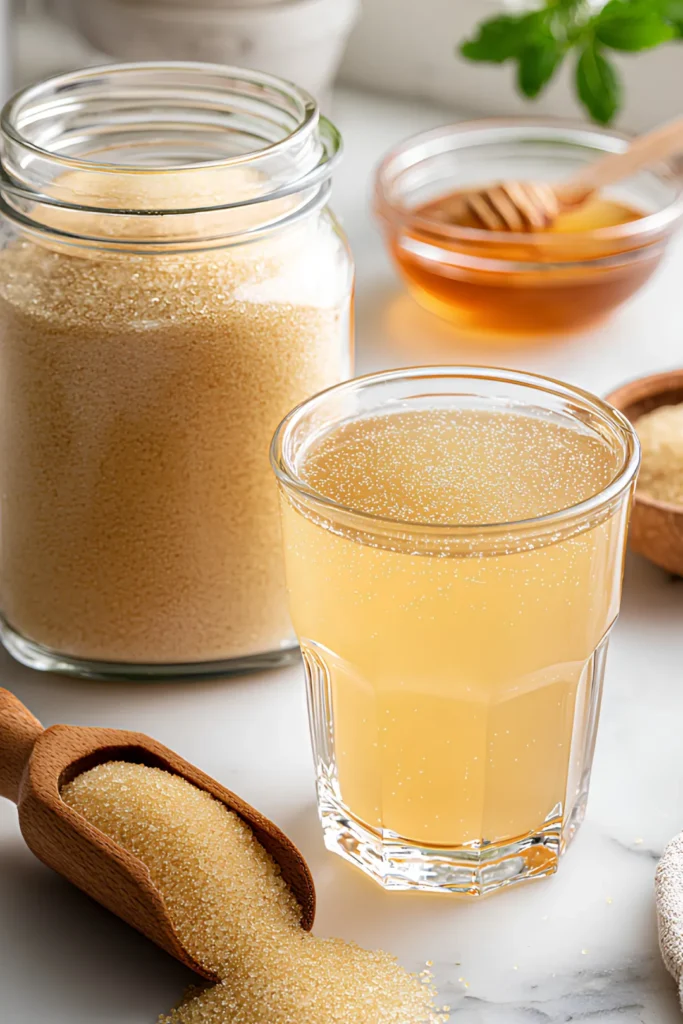 Gelatin powder and honey drink