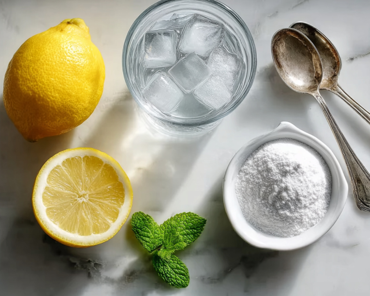 Lemon drink ingredients flat lay