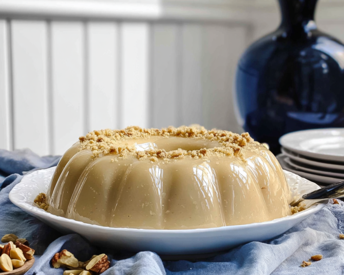 Mazapan gelatin with peanut crumbs
