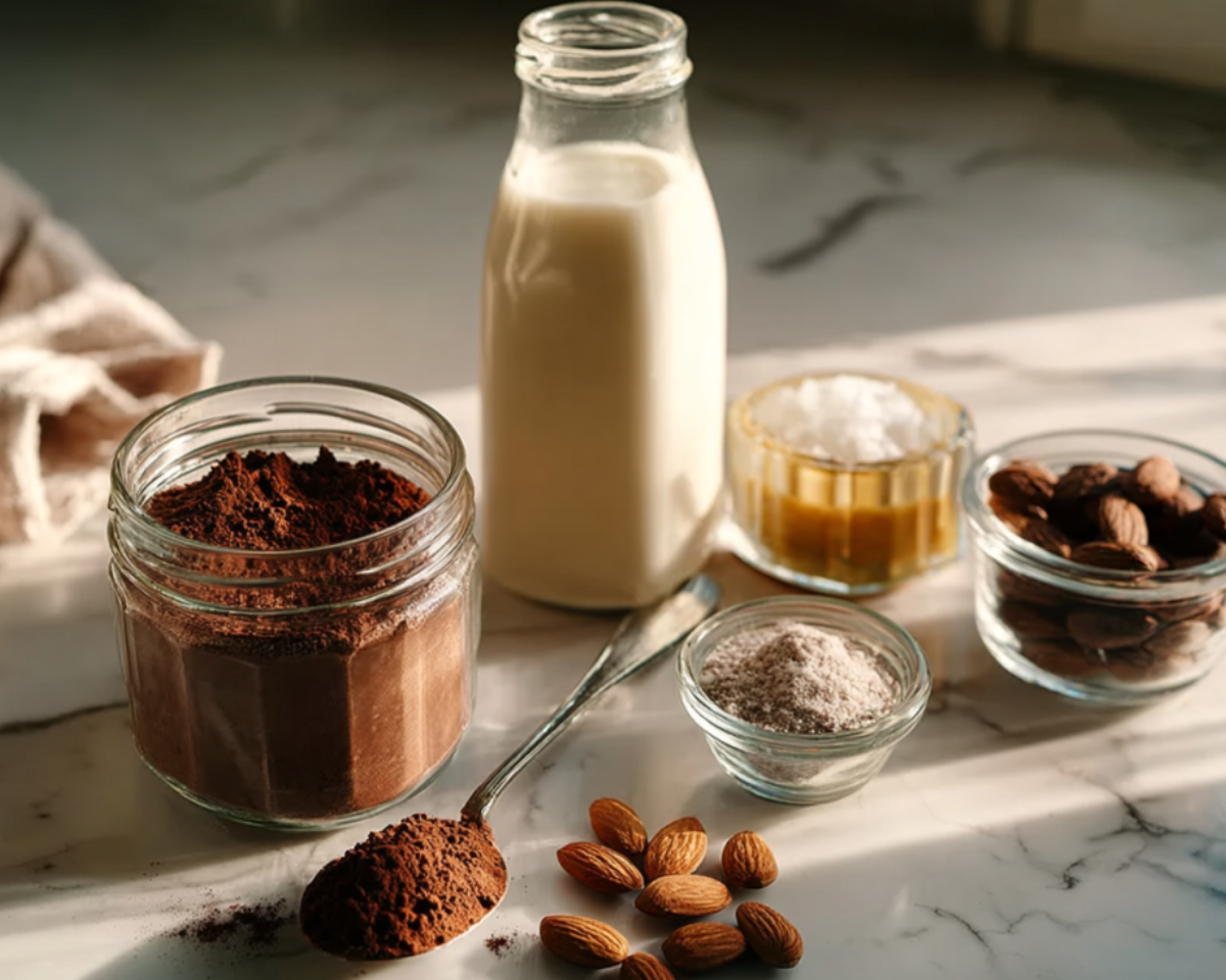 Mushroom coffee ingredients on counter