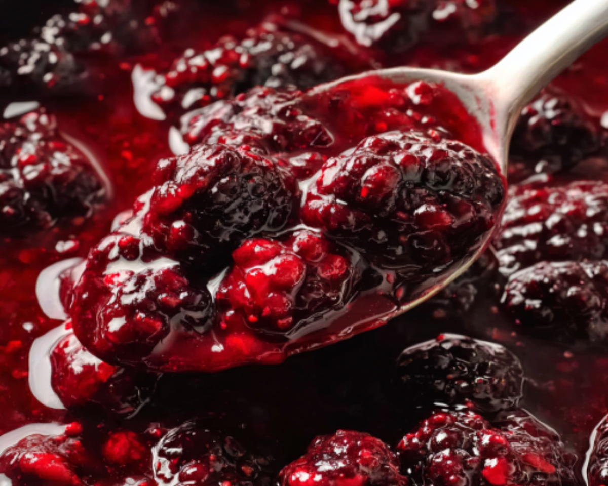 Spoonful of blackberry compote