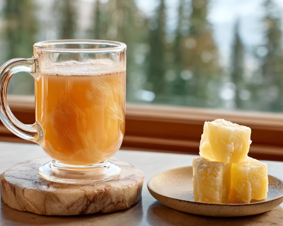 clear mug with gelatin cubes