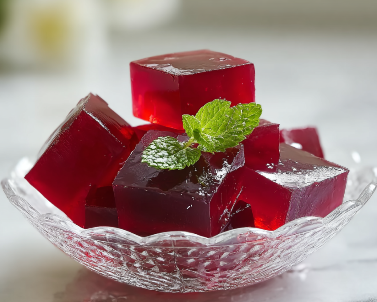 fresh red gelatin dessert