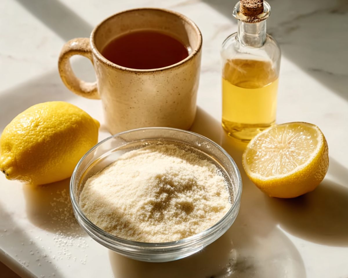 gelatin powder lemon and mug