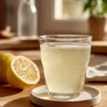 sparkling lemon drink in glass