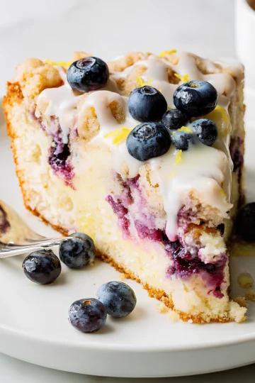 Blueberry cream cheese coffee cake slice