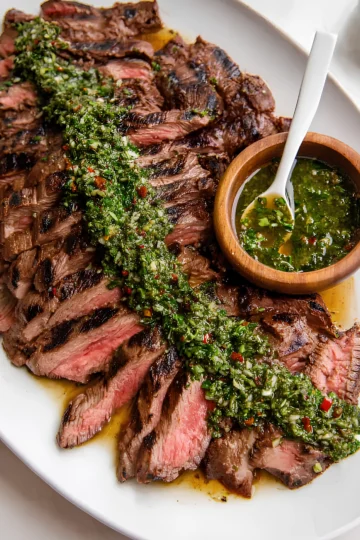 Chimichurri flank steak platter