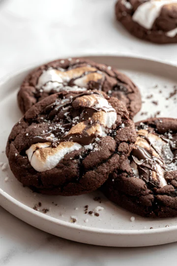 Chocolate cookies with toasted marshmallow