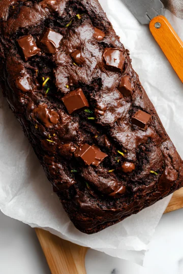 Chocolate zucchini bread loaf