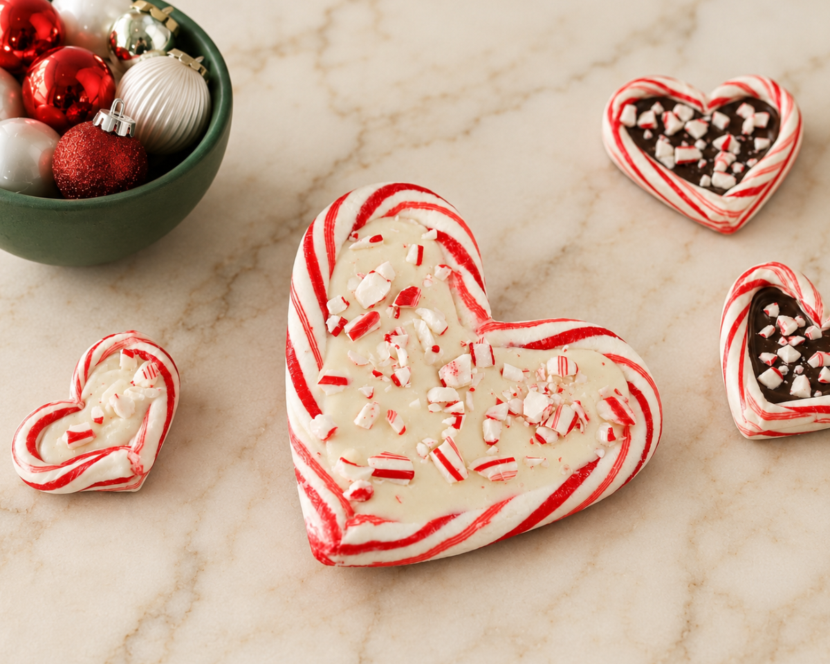 Festive candy cane hearts