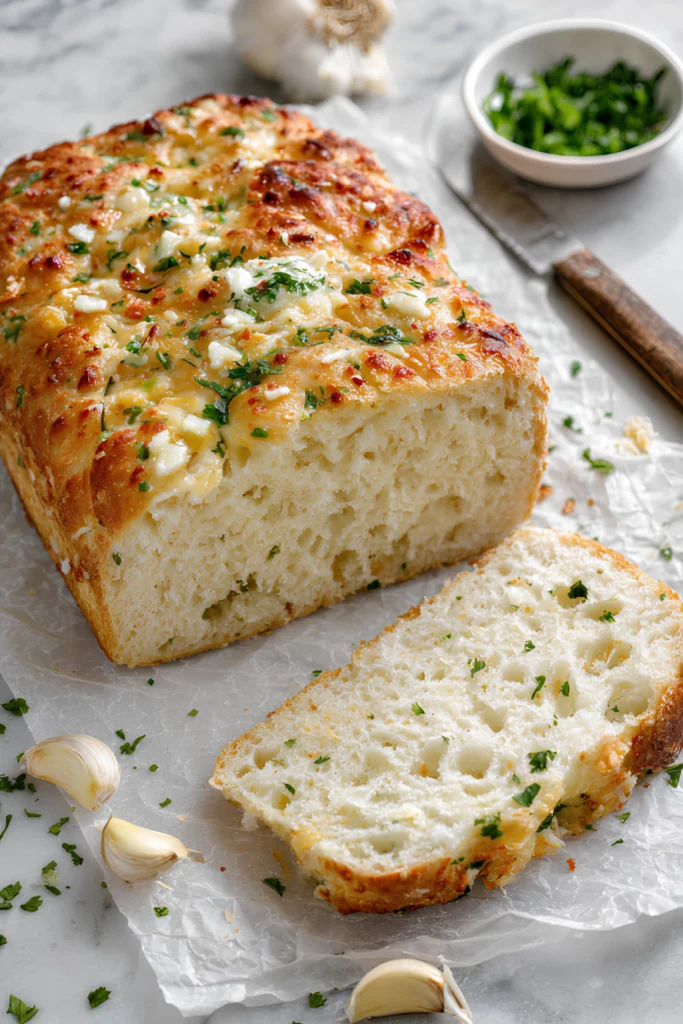 Garlic cottage cheese bread loaf