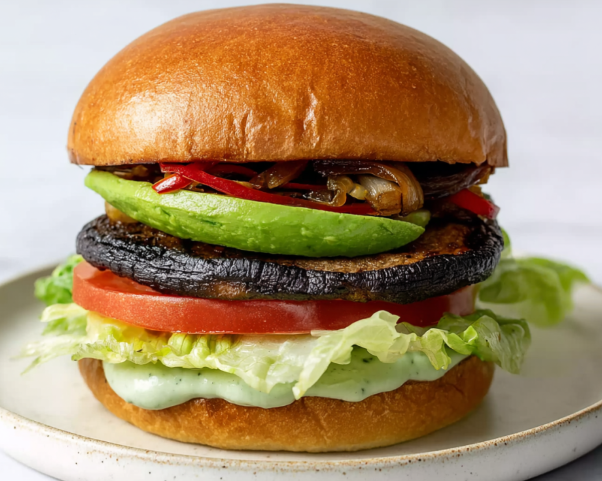 Grilled mushroom avocado burger