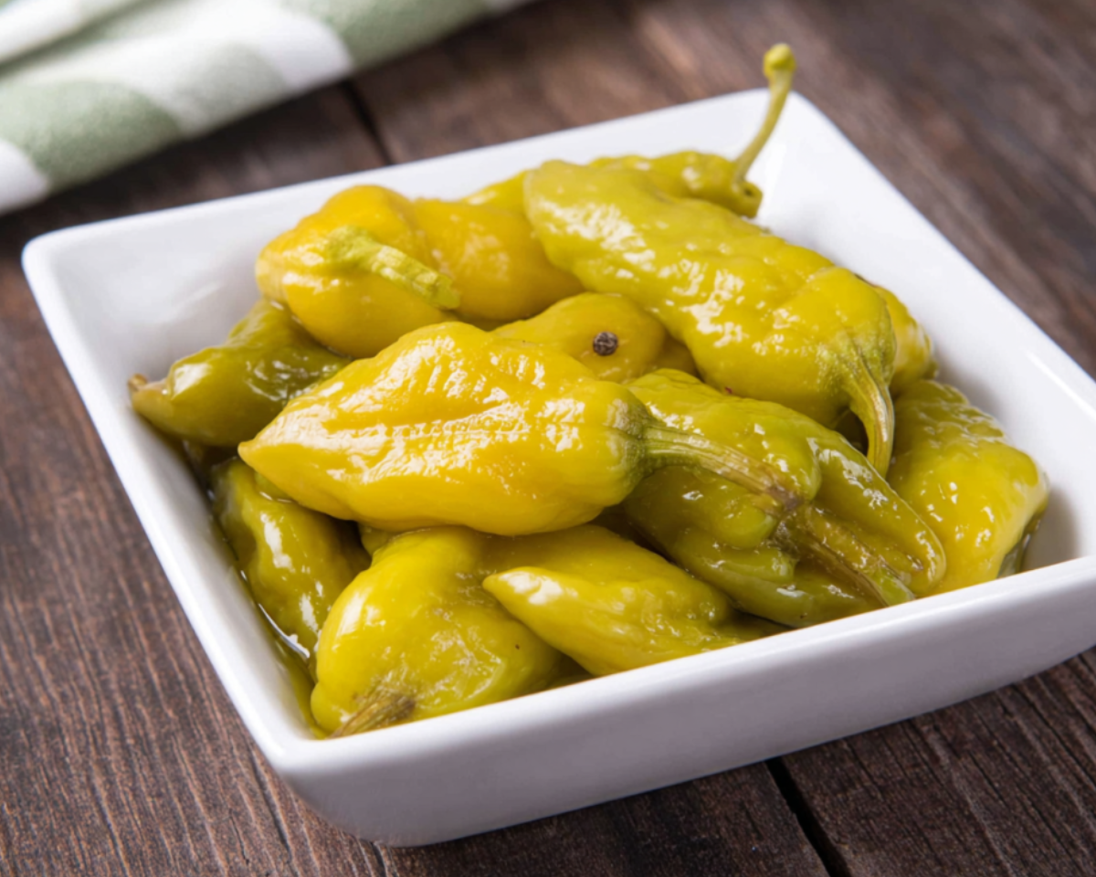 Homemade pickled pepperoncini