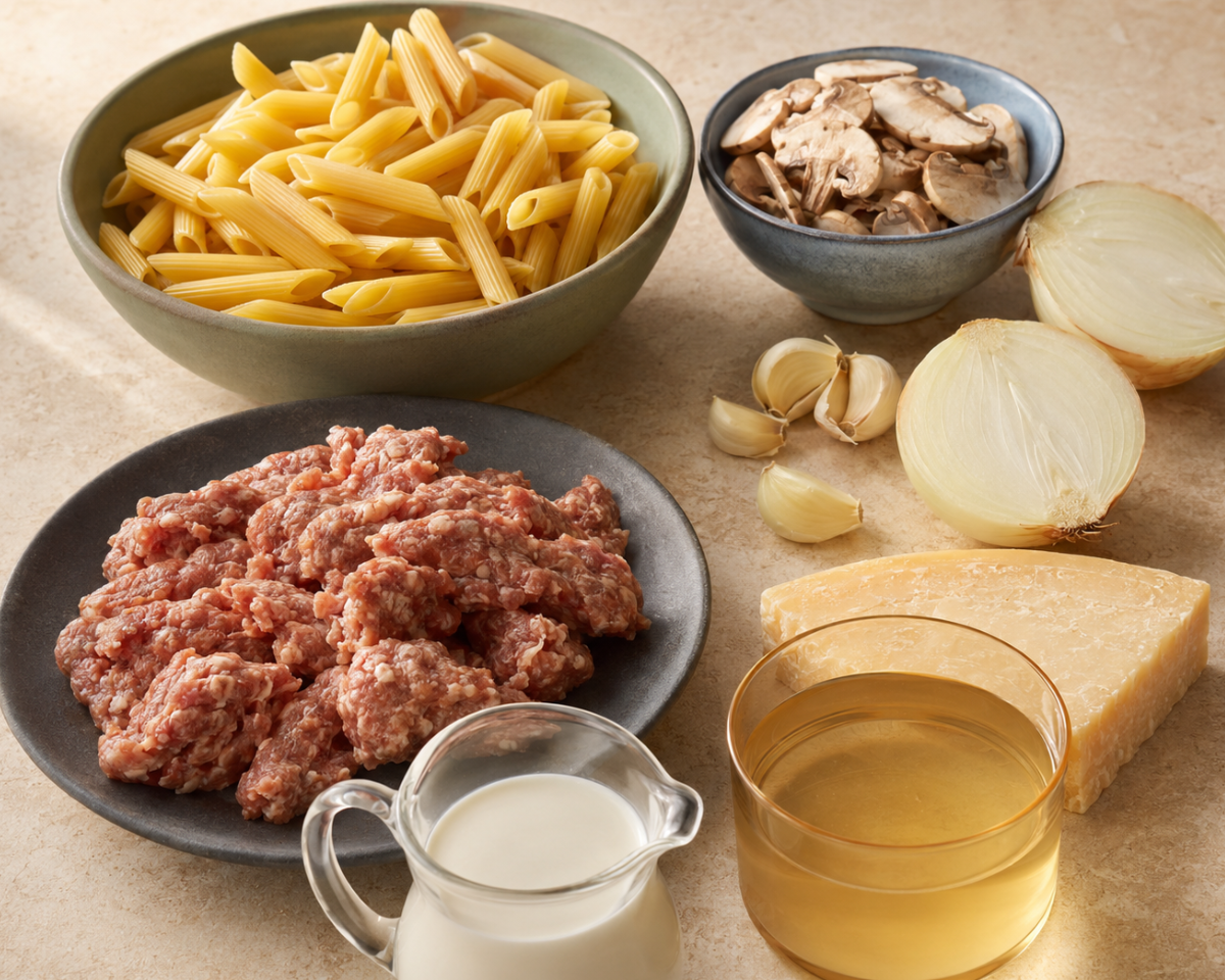 Sausage pasta ingredients