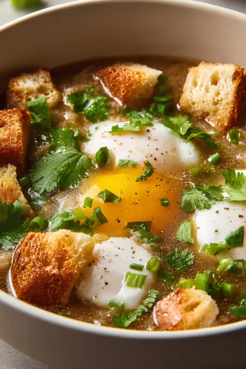 Changua with poached eggs