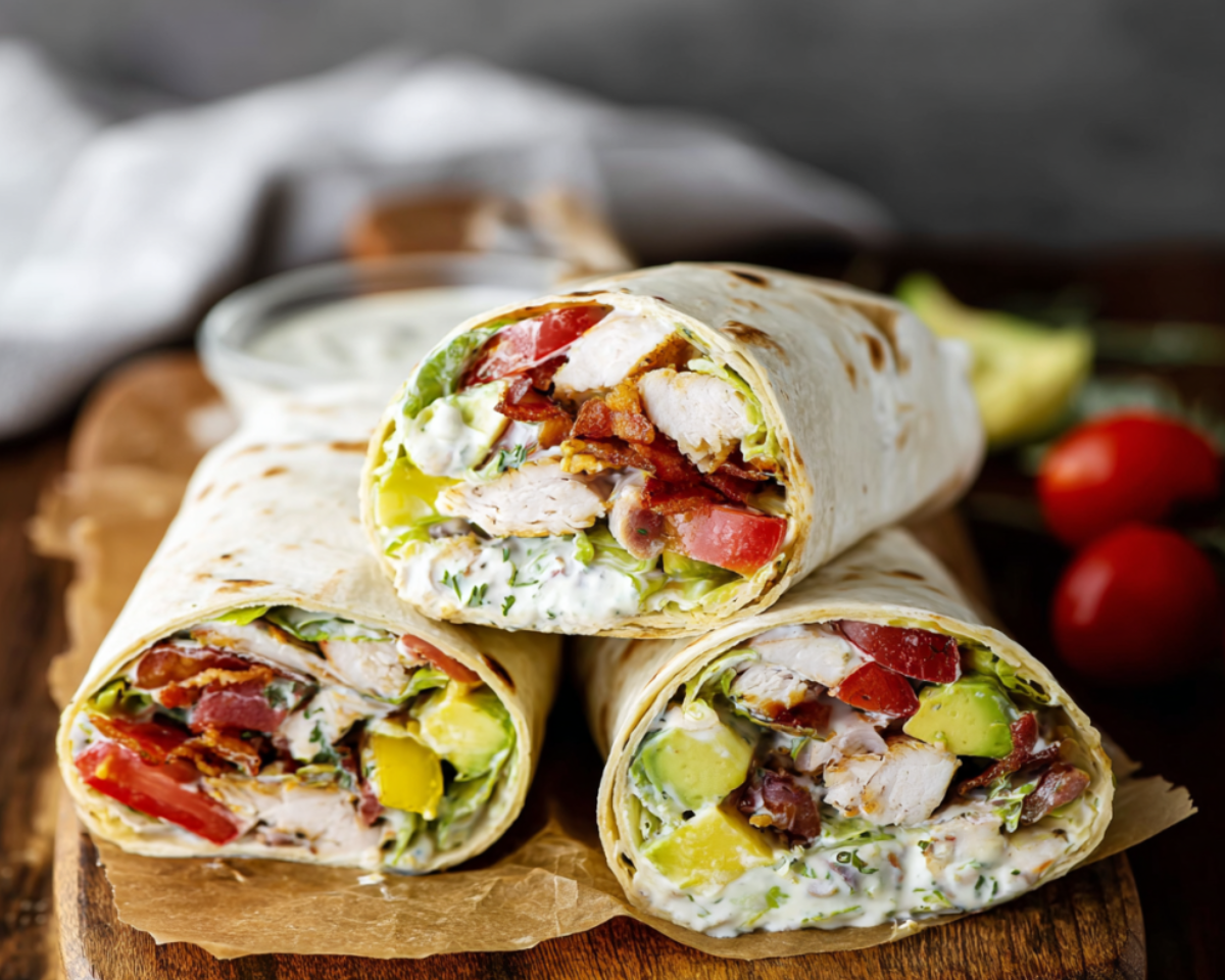 Creamy chicken BLT wraps