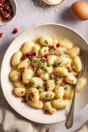Creamy gnocchi carbonara