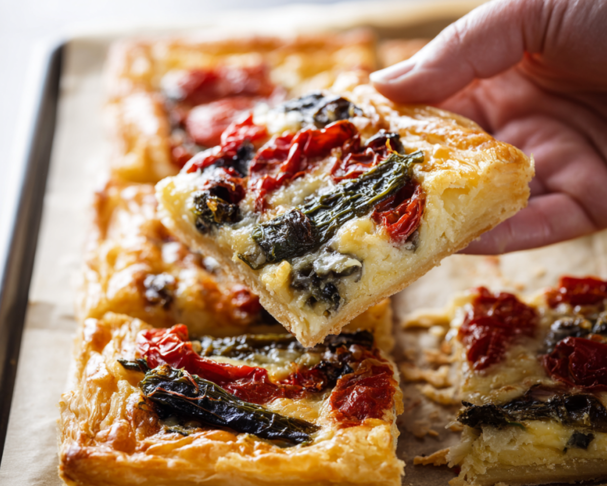 Flaky poblano cheese tart