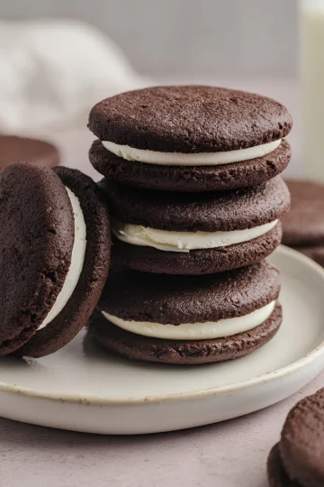 Homemade Oreo cookie stack