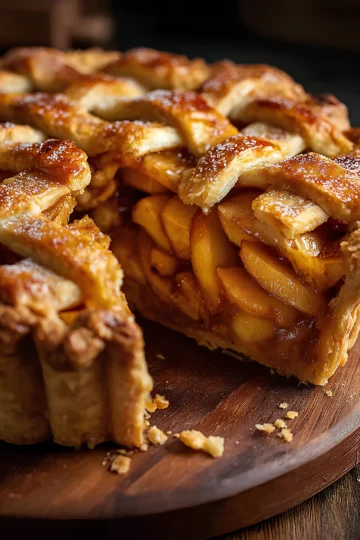 Homemade lattice apple pie
