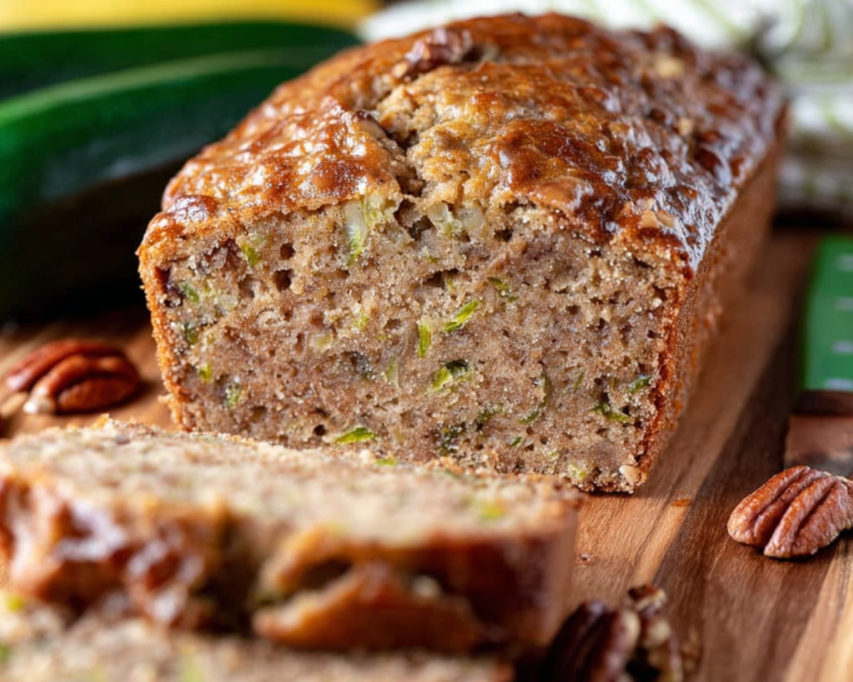 Homemade zucchini bread loaf