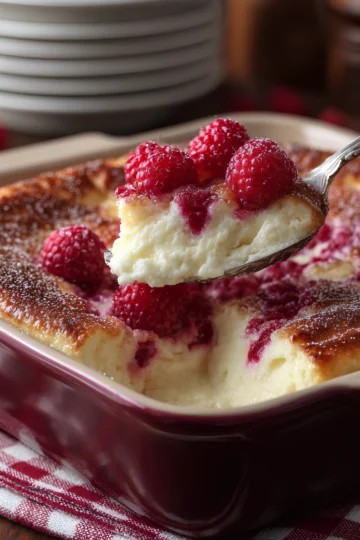 Lemon raspberry cottage cheese bake