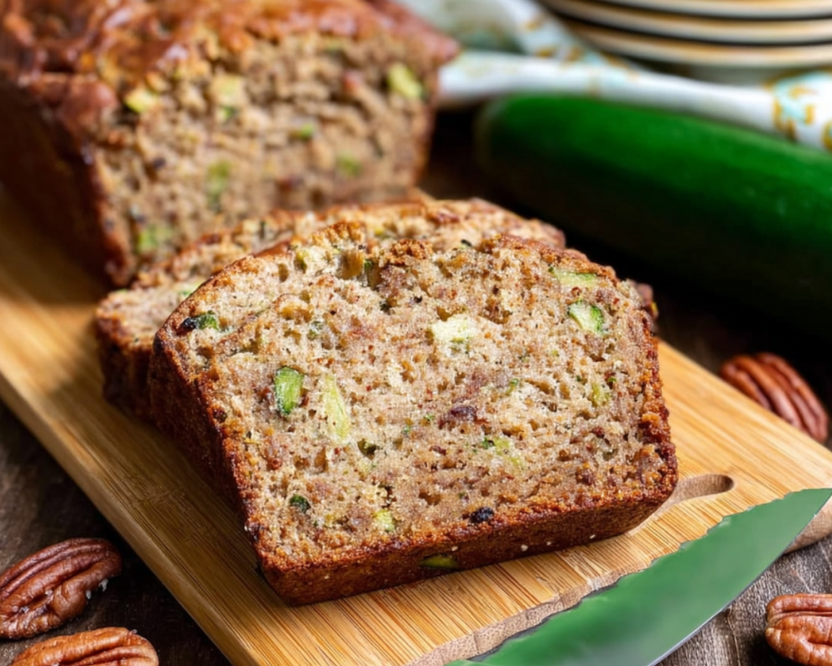 Sliced zucchini pecan bread