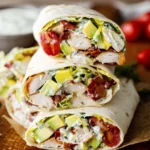 Stacked chicken BLT wraps